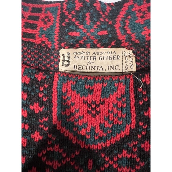 100% Wool SKI SWEATER Mens M Vintage Peter Geiger Electric Grandpa VINTAGE 1960s - Picture 2 of 5